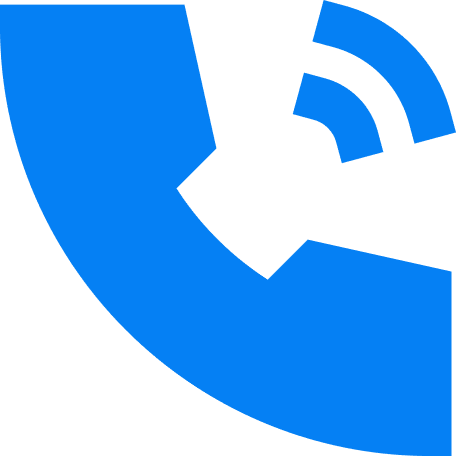 Blue phone with signal icon on black.